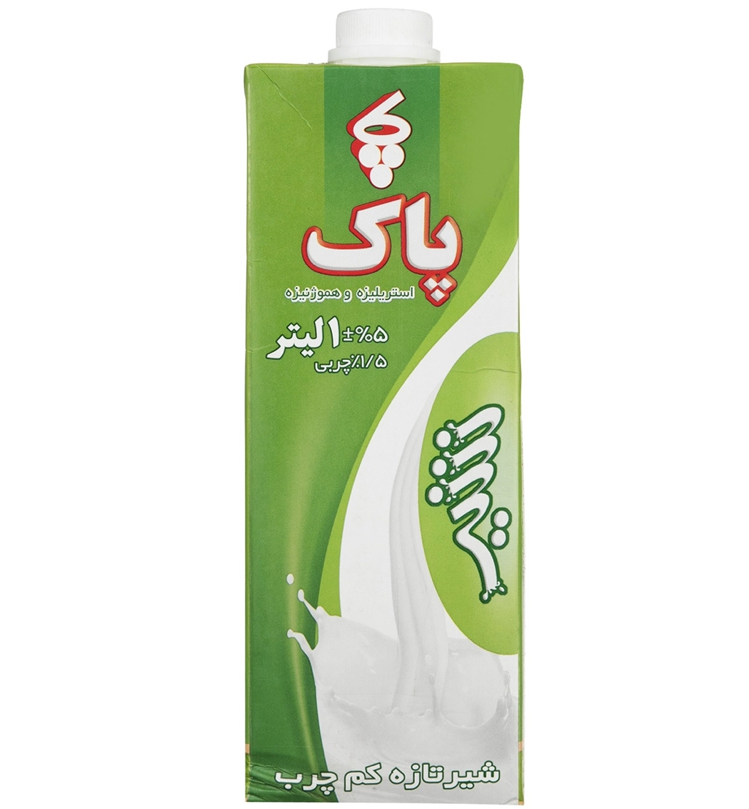 شیر کم چرب پاکتی 1 لیتر پاک