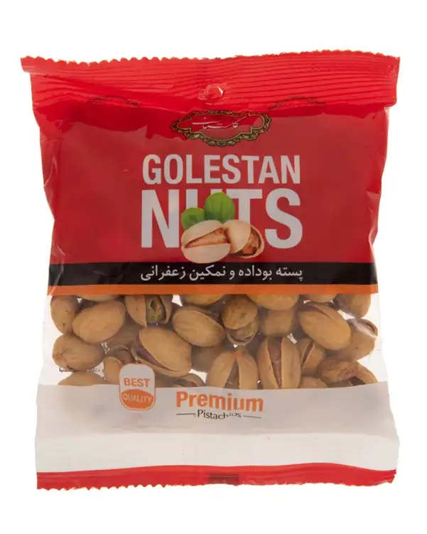 پسته بوداده و نمکین زعفرانی 75 گرم گلستان