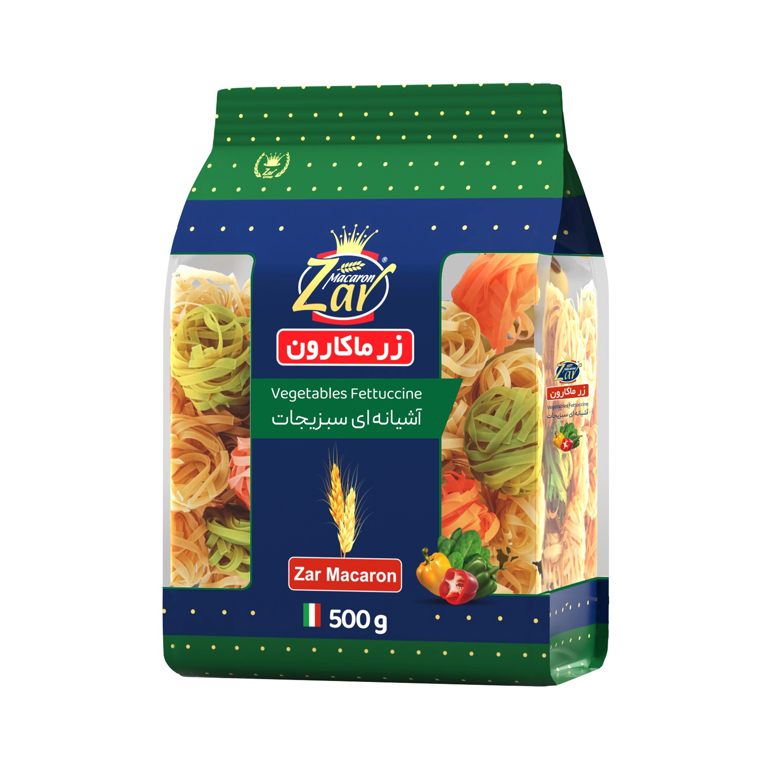 ماکارونی فتوچینی آشیانه ای سبزیجات 500 گرم زر ماکارون